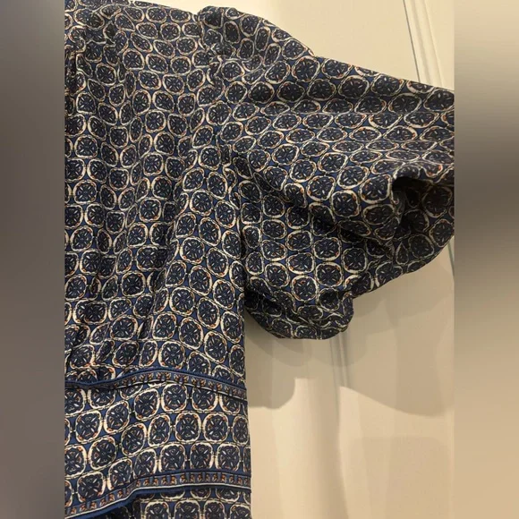 Max Studio Blue and White Ruffled Wrap Sundress - Picture 3 of 5